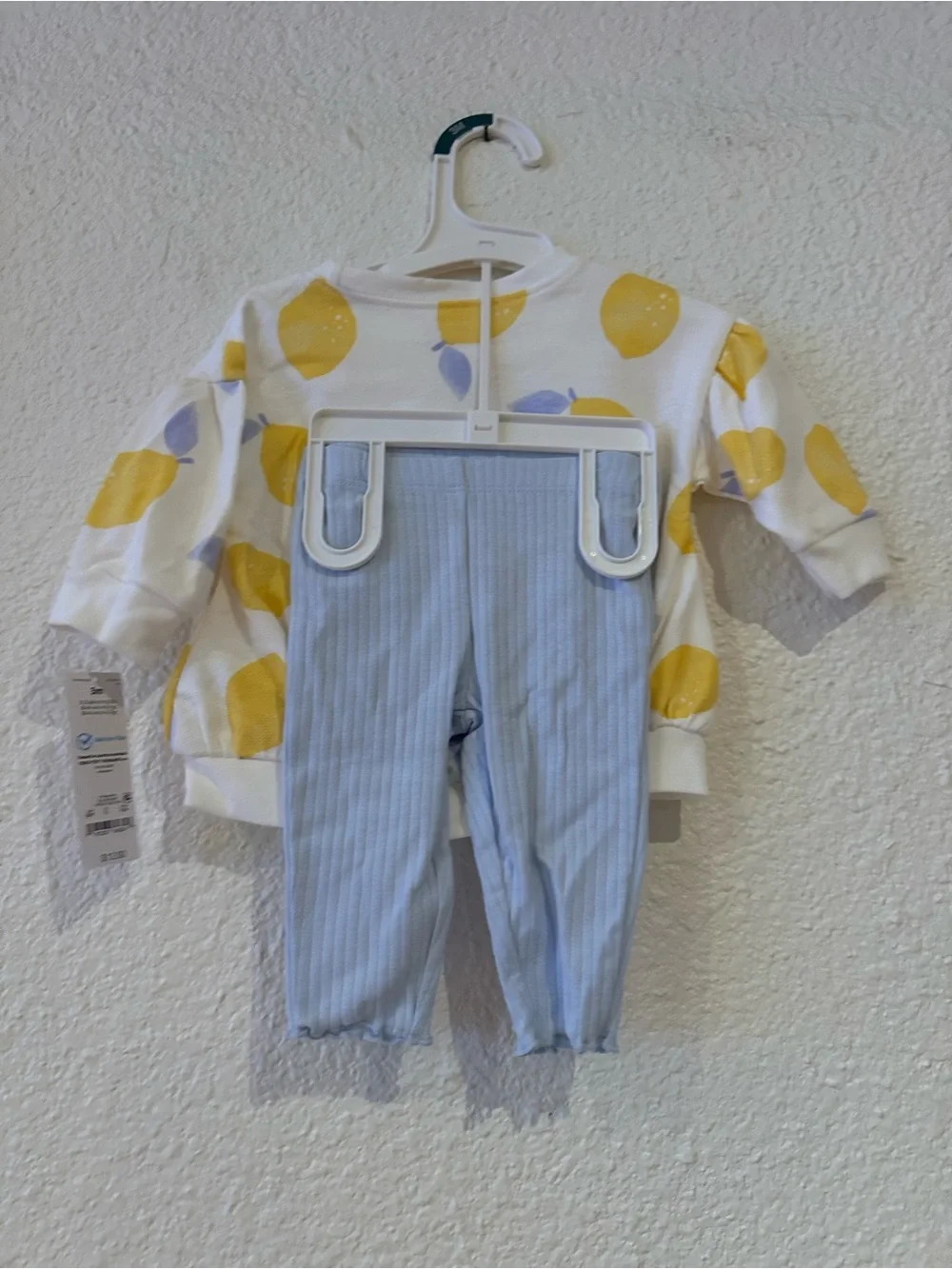Carter's White Lemon Print Top with Yellow and Light Blue Leggings - Picture 3 of 4